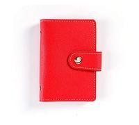 SUPERTOOL Porte-cartes de crédit en cuir souple mini portable porte-cartes de crédit hoder multi-compartiments porte-cartes de visite sac avec bouton, rouge, 7.5cmx11cm, Élégant