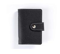 Supertool Portefeuille en cuir souple pour cartes de crédit Mini Portefeuille portable à plusieurs compartiments pour cartes de visite avec bouton (Noir)