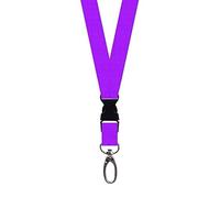 Supertool SUPERETOOL - Lanière tour de cou avec clip en métal et boucle de sécurité - Noir, violet, jaune, bleu, rouge, 155 mm - Doux et soyeux - Absorbe la transpiration, violet, 155 mm