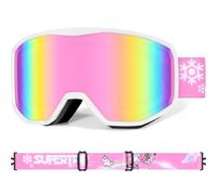 Supertrip Masque Ski Enfant 6-14 Ans, Lunette de Ski Anti-Buée UV400 pour Garçon et Fille,Masque de Ski Enfant Pour Snowboard Motoneige et Alpinisme