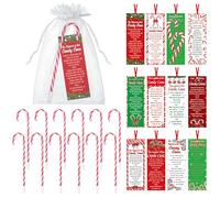 Supervitae Lot de 24 stylos cadeaux en forme de canne à sucre d'orge avec la légende de la canne en sucre d'orge, marque-pages de Noël en vrac, cadeaux religieux pour la Nativité, festival, église du