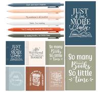 Supervitae Lot de 96 stylos à bille Morandi en vrac avec citations - Cadeau de Noël pour les amateurs de livres, bibliothécaires, étudiants, enseignants, clubs de lecture (rétro)