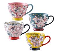 superyes Grands ensembles de tasses à café de 4, ensemble de tasses à café pour thé, lait, lait, cappuccino, céréales, soupe au chocolat chaud, cadeau pour ami, famille 15 OZ (jaune)