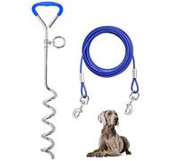 Supet - Câble d'attache avec Piquet pour Cour et Camping, pour Chiens de Grande Taille pesant jusqu'à 56,7 kg - vis d’ancrage t câble d’Attache pour l'extérieur (3 m)