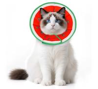 Supet Minerve chat souple - Collier réglable après chirurgie, stérilisation et soins de la peau - Collier de chat confortable et lavable - Pour animaux de compagnie en S/M/L (pastèque, M)