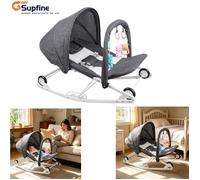 SUPFINE Balancelle Bébé Poussette 2 en 1 Evolutif Transat Bébé Inclinaison Réglable Pare-soleil Moustiquaire Cadeau Naissance