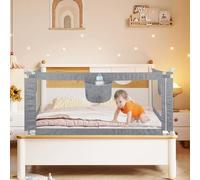 Supfine Barrière de Lit Portable Bébé - Grand Rails de Lit pour Tout Petits pour Matelas Jumeaux, Double, Standard Bed Rail, 18 Mois-5 Ans (Gris,200 cm)