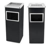 Supfine Cendrier sur pied avec poubelle de 30 litres avec seau intérieur en acier inoxydable pour restaurant, jardin, pub, club (2, noir, 48 l, carré)