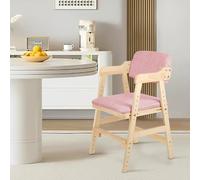 Supfine Chaise Haute en Bois, 6 Hauteurs Réglables Stable Chaise Supporte 50KG pour Bébés, Enfants et Adultes, Chaise Haute Evolutive, Assise et Repose-pieds Réglables (Rose, 1PC)