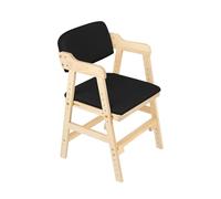 Supfine Chaise Haute en Bois, 6 Hauteurs Réglables Stable Chaise Supporte 90KG pour Bébés, Enfants et Adultes, Chaise Haute Evolutive, Assise et Repose-pieds Réglables (Noir)
