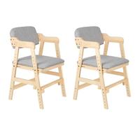 Supfine Chaise Haute en Bois, 6 Hauteurs Réglables Stable Chaise Supporte 90KG pour Bébés, Enfants et Adultes, Chaise Haute Evolutive, Assise et Repose-pieds Réglables (Gris - 2PCS)