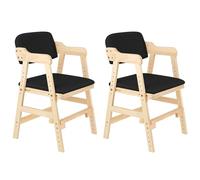 Supfine Chaise Haute en Bois, 6 Hauteurs Réglables Stable Chaise Supporte 90KG pour Bébés, Enfants et Adultes, Chaise Haute Evolutive, Assise et Repose-pieds Réglables (Noir- 2PCS)