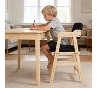 Supfine Chaise haute, en bois, réglable en hauteur, pour enfants de 2 à 12 ans, en bois de hêtre, pour manger et étudier, pour enfants et adultes, noire