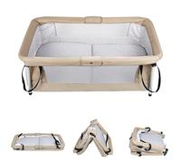 Supfine Lit de Voyage Bébé Pliable avec Moustiquaire, Lit Parapluie Berceau Portable et Compact, Module de Couchage pour Nouveau-né, 90 x 50 x 35 cm (Beige)