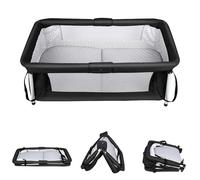 Supfine Lit de Voyage Bébé Pliable avec Moustiquaire, Lit Parapluie Berceau Portable et Compact, Module de Couchage pour Nouveau-né, 90 x 50 x 35 cm (Noir)
