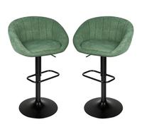 Supfine Lot de 2 Tabouret Bar, Chaise Haute Cuisine en Mélange de Lin, Réglable en Hauteur, Pivotant avec Repose-Pieds, Chaise pour Ilot Central, Comptoir, Bar, Salle à Manger (Vert,2 PCS)