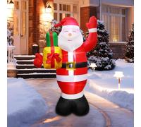 Supfine Pere Noel Gonflable de 1,5 m pour Extérieur, Père Noël Gonflable avec des Cadeaux et Lumières LED, Decoration Noel Exterieur Gonflable pour Jardin, Pelouse, Fête de Vacances