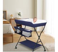 SUPFINE PLAN À LANGER TABLE À LANGER PLIANTE AVEC GRAND ESPACE DE RANGEMENT ET 3 PANIERS À CÔTÉ DE LA TABLE COMMODE À LANGER