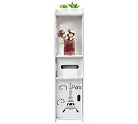 Supfine Porte-rouleau de papier toilette sur pied - Étagère de rangement pour papier toilette - Armoire pour espaces étroits - Blanc - Tour Eiffel - 20 x 20 x 80 cm, JE4652