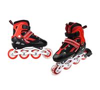 Supfine Rollers Enfants - Rollers en Ligne Comfortable avec Roues Lumineuses Taille Réglable - S/M 31-38 - Patins à roulettes pour Filles et Garçons (Rouge, S:31-34)