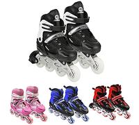 Supfine Rollers Enfants - Rollers en Ligne Comfortable avec Roues Lumineuses Taille Réglable - S/M 31-38 - Patins à roulettes pour Filles et Garçons (Noir, S:31-34)