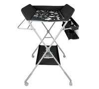 Supfine Table à Langer Pliable, Plan à Langer avec Panier Latéral et Tringle de Suspension, Réglable en Hauteur, avec roulettes Verrouillables et Ceinture de Sécurité (Noir, Nuage 4 en 1)