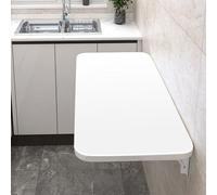Supfine Table Murale Rabattable en Bois, Bureau Mural Rabattable avec Supports, Tables de Salle à Manger, Table Pliante Multifonctionnelle, Table de Cuisine (Blanc, 80x50x1.6cm)