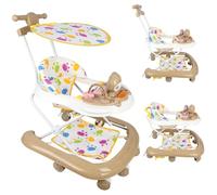 Supfine Trotteur 5 en 1 pour bébé - Chariot de jeu et d'apprentissage avec roulettes, 5 vitesses réglables en hauteur, avec poignée de poussée, musique, parasol, bébé à partir de 6 mois, pliable