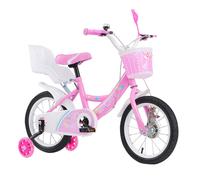Supfine Vélo pour enfants 16 pouces Vélo pour enfants avec protège-chaîne Siège arrière jouet Rose-Blanc
