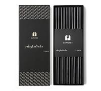 SUPJOYES Baguettes en Fibre de Verre réutilisables, Baguettes japonaises durables 5 Paires de Baguettes lavables au Lave-Vaisselle, Baguettes Chinoises avec boîte-Cadeau