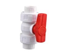 Supkancl 1 pièce 20~63 mm PVC Double Union Robinet À Boisseau Sphérique Connecteur Rapide Vanne De Contrôle Raccords De Joint De Tuyau d'eau(Red White Valve,Inner Dia 63mm)
