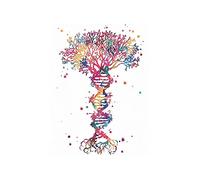 Supkan DN Code génétique Aquarelle Affiche Ensemble Arbre Bureau Decor Science Art Mural biologie Cercle Chimie(3,20x25cm Canvas)