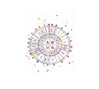 Supkan DN Code génétique Aquarelle Affiche Ensemble Arbre Bureau Decor Science Art Mural biologie Cercle Chimie(2,13x18cm Canvas)