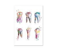 Supkan rt Dentaire Photo implant Toile Impression Dentiste Mur Peinture médecine hygiéniste Affiche dent Aquarelle Clinique décor(B,15X20cm No Frame)