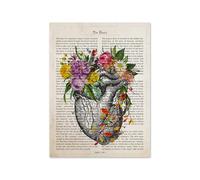 Supkan erveau Art Fleur Anatomie Impression psychologie neurologue médecin Cadeau médical Affiche Mur Toile Peinture Clinique décoration de la Maison(N039-3,13x18cm No Frame)