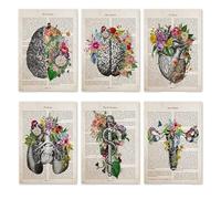 Supkan erveau Art Fleur Anatomie Impression psychologie neurologue médecin Cadeau médical Affiche Mur Toile Peinture Clinique décoration de la Maison(N039set,20x25cm No Frame)