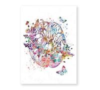 Supkan oeur Humain Impression organe Anatomie Toile Peinture médecine Anatomique Affiche Vintage Eau Couleur Fleur Photos Clinique déco(3,21x30cm Canvas)