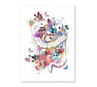 Supkan oeur Humain Impression organe Anatomie Toile Peinture médecine Anatomique Affiche Vintage Aquarelle Fleur Photos Clinique décor(D,21X30cm A4 No Frame)