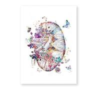 Supkan oeur Humain Impression organe Anatomie Toile Peinture médecine Anatomique Affiche Vintage Eau Couleur Fleur Photos Clinique déco(6,21x30cm Canvas)