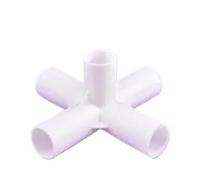 Supkancl Connecteur de Tuyau PE Blanc 19 mm, 2/5/10 pièces, 60, 90, 120, 135 degrés, coude Droit, Joint à Quatre Voies, Joints Fixes(90 Degree Five-Way,5Pcs)