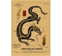 Supkan réatures curieuses rétro Affiche sirène Oiseau Dinosaure Kraft Papier Vintage Maison étude Salle Bar décor esthétique Art Peinture Murale(9,A3 16.5x11.8inch)