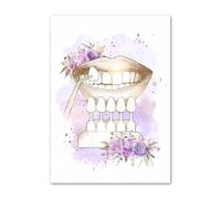 Supkan ents Anatomie Art Floral santé bucco-Dentaire Toile Peinture Aquarelle dentisterie Affiches Imprime Photos murales for décor de Clinique Dentaire(D,30X40 cm Unframed)