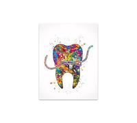 Supkan raffiti Aquarelle Dents Affiche Brosse à Salle de Bain Mur Art décor Toile Peinture Imprime Photos Dentiste Chambre décoration la Maison(2,20X30cm no Frame)