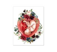 Supkan rossesse utérus Aquarelle gynécologie Mur Art Toile Peinture Anatomie Affiches et Impressions Sage-Femme bébé Cadeau médecin Bureau décor(2,A4 21x30 cm No Frame)
