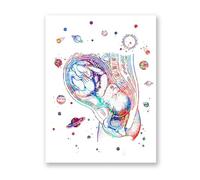 Supkan rossesse utérus Aquarelle gynécologie Mur Art Toile Peinture Anatomie Affiches et Impressions Sage-Femme bébé Cadeau médecin Bureau décor(1,A3 30x42 cm No Frame)