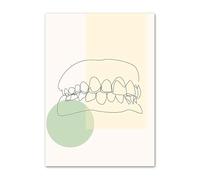 Supkancl Ligne Abstraite Dents Oral Crâne Corps Squelette Mur Art Toile Peinture Nordique Affiches Et Gravures Photos for Clinique Décor(H,30X40 cm Unframed)