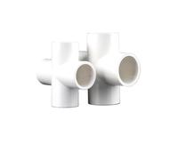 Supkancl Lot de 5 connecteurs croisés en PVC de 20, 25 et 32 mm for système d'irrigation de Jardin, Adaptateur 4 Voies for Tuyau d'eau(White,32mm)