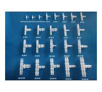Supkancl Raccord de Tuyau en Plastique 1,6 mm - 14 mm, réducteur cannelé, 3 Voies, Type T, for Aquarium, connecteur de Tuyau en PP(1.6-3.2-1.6mm)