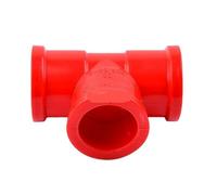 Supkancl Raccords de Tuyau en T en PVC, diamètre intérieur 20/25/32/40/50 mm, 1/5 pièces, raccords d'alimentation en Eau, 3 Voies, Couleur Rouge, connecteurs de Tube Dur(50mm Inner dia,5pcs)