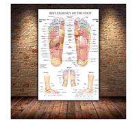 Supkancl Réflexologie du Pied Acupuncture Point Graphique Anatomie Toile Peinture Art Impression Affiche for Salon Clinique Maison décoration Murale(30X45cm Unframed)